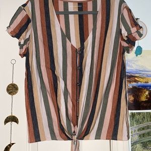 American Eagle Striped Tie-Front top
